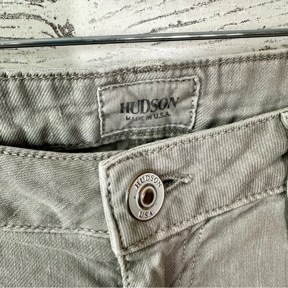 HUDSON Ferris Flare Low Rise Linen Lightweight Pants 29 in Oyster - Picture 3 of 10